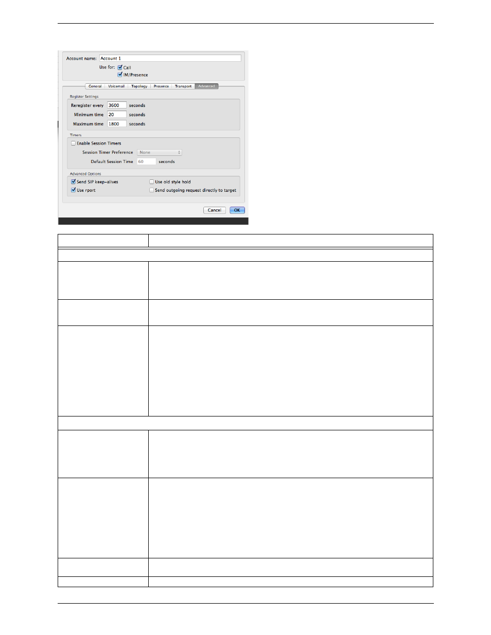 Account – advanced | CounterPath X-Lite 4.6 for Mac User Guide User Manual | Page 43 / 61