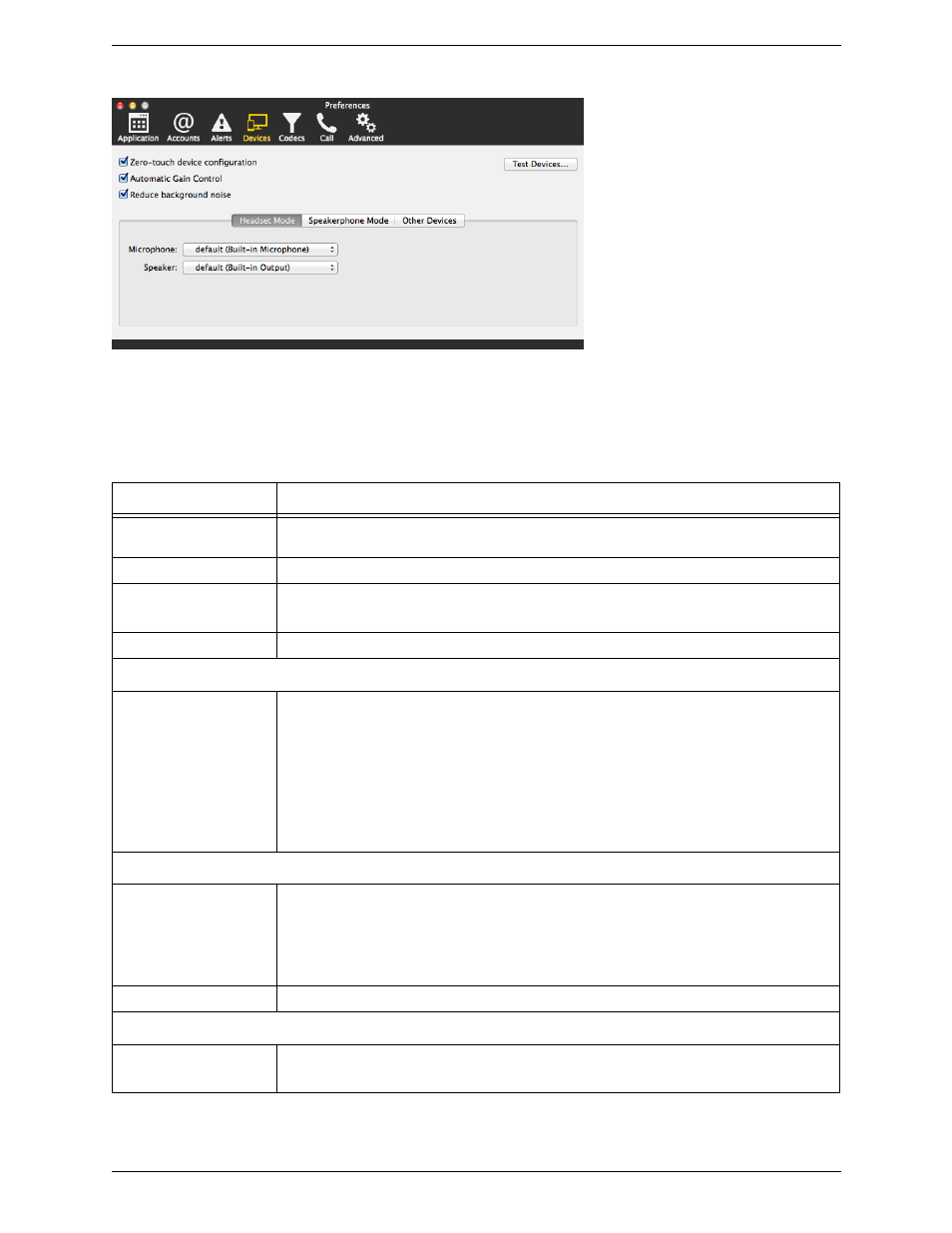 Preferences – devices | CounterPath X-Lite 4.6 for Mac User Guide User Manual | Page 47 / 61