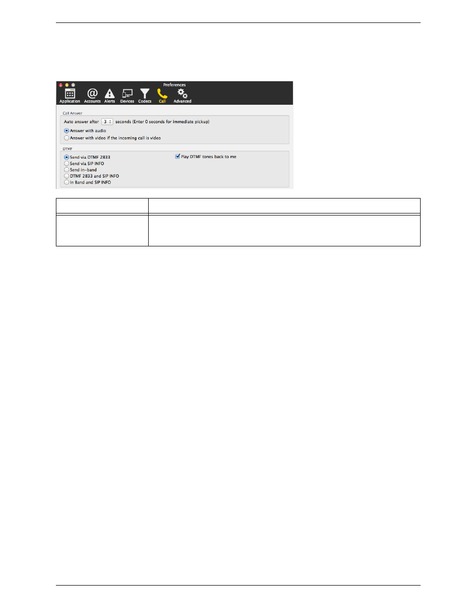 Preferences – calls | CounterPath X-Lite 4.6 for Mac User Guide User Manual | Page 51 / 61