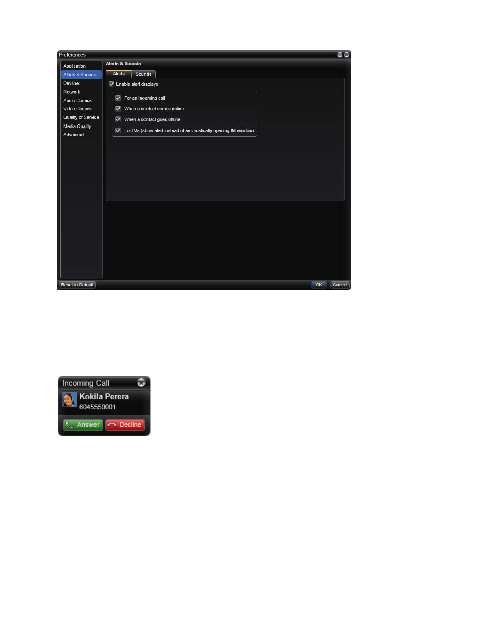 Preferences – alerts & sounds | CounterPath X-Lite 4 for Windows User Guide User Manual | Page 42 / 62