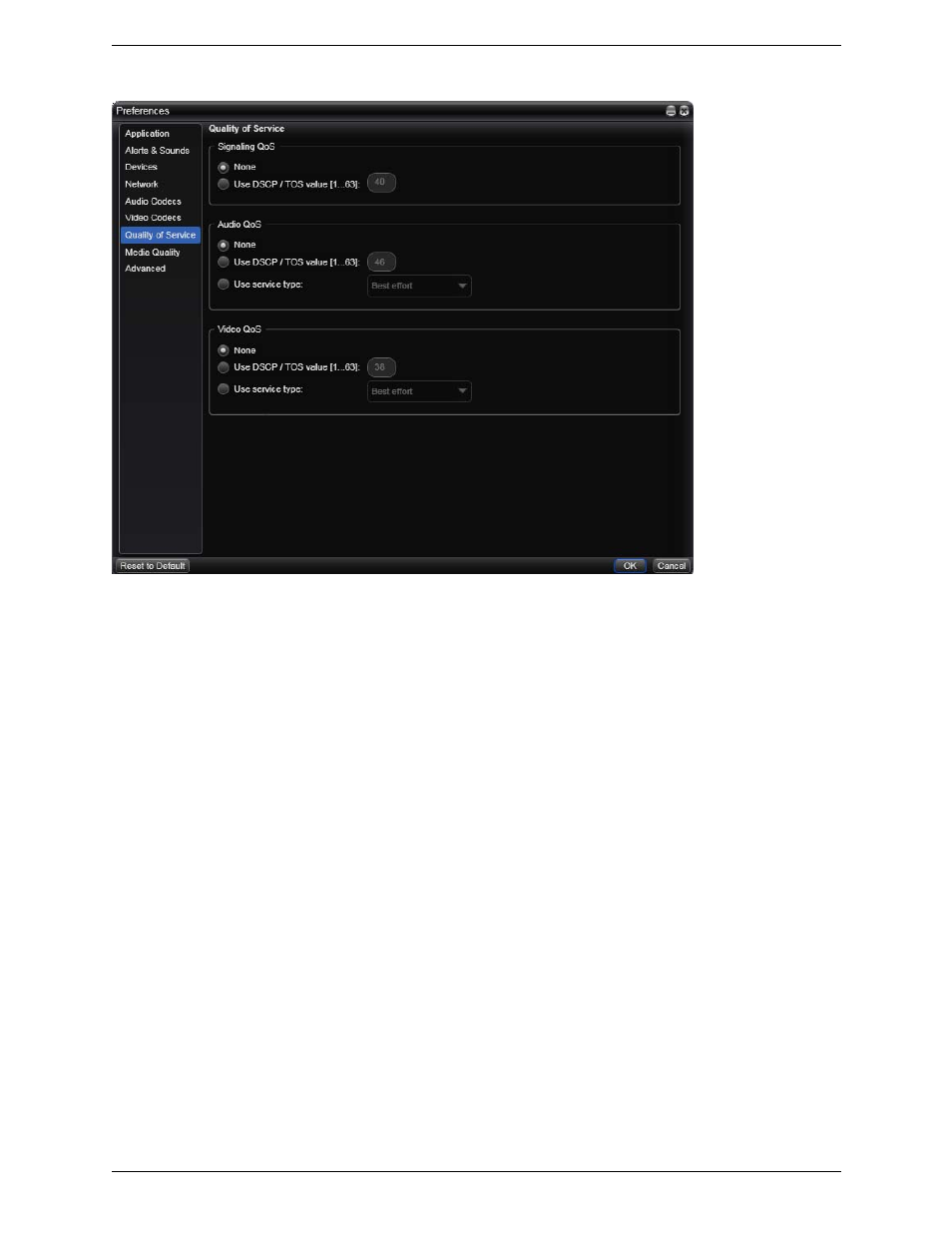 Preferences – quality of service | CounterPath X-Lite 4 for Windows User Guide User Manual | Page 50 / 62