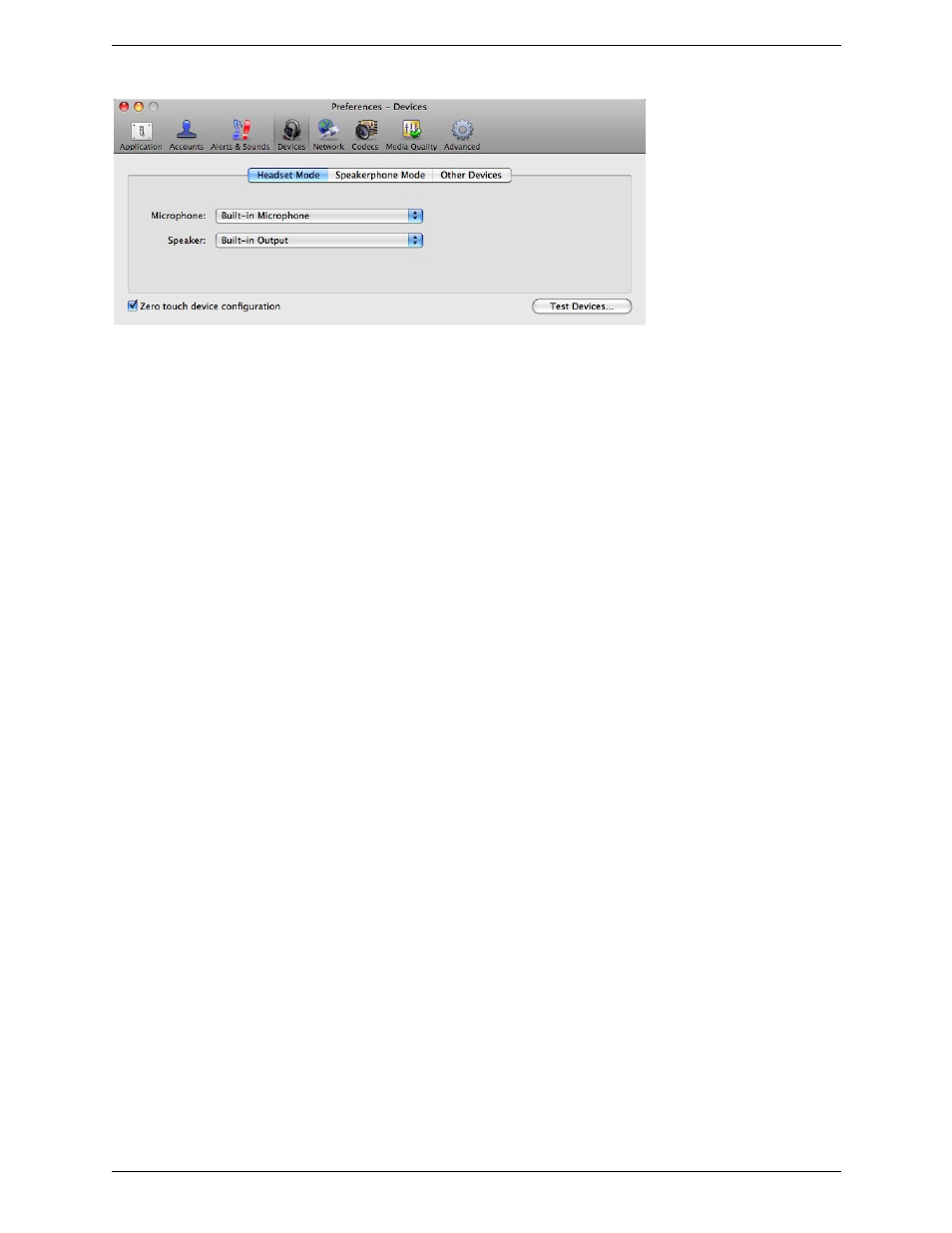 Preferences – devices | CounterPath X-Lite 4 for Mac User Guide User Manual | Page 40 / 58