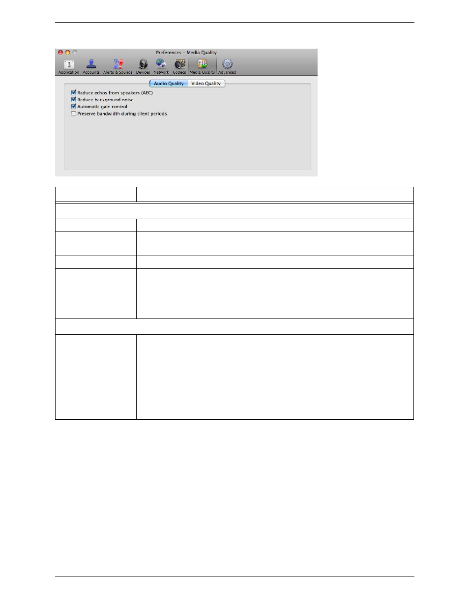 Preferences – media quality | CounterPath X-Lite 4 for Mac User Guide User Manual | Page 45 / 58