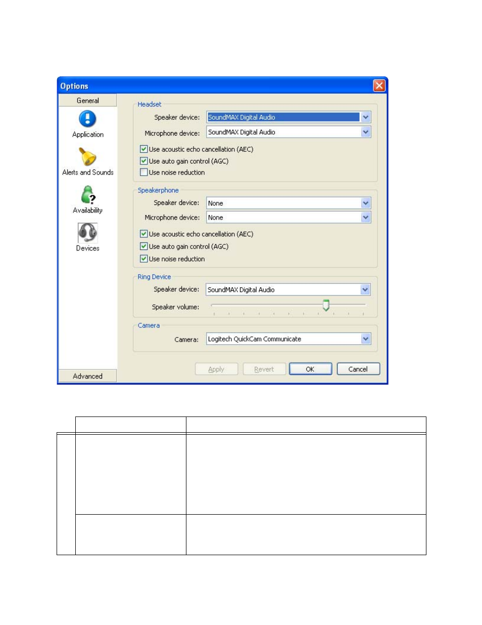 Options - general - devices, Options – general – devices | CounterPath X-Lite 3.0 User Guide User Manual | Page 36 / 66