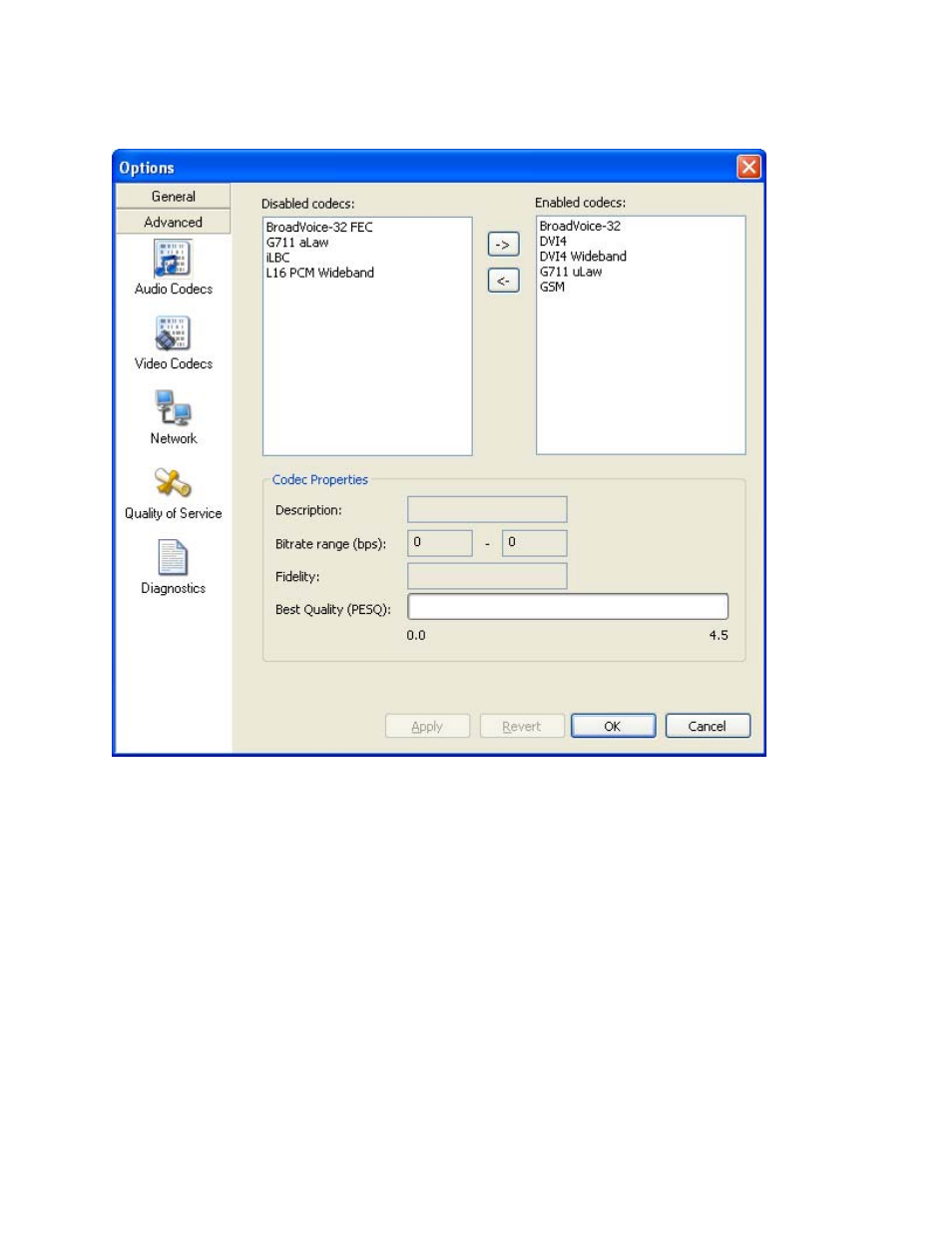 Options - advanced - audio codecs | CounterPath X-Lite 3.0 User Guide User Manual | Page 38 / 66