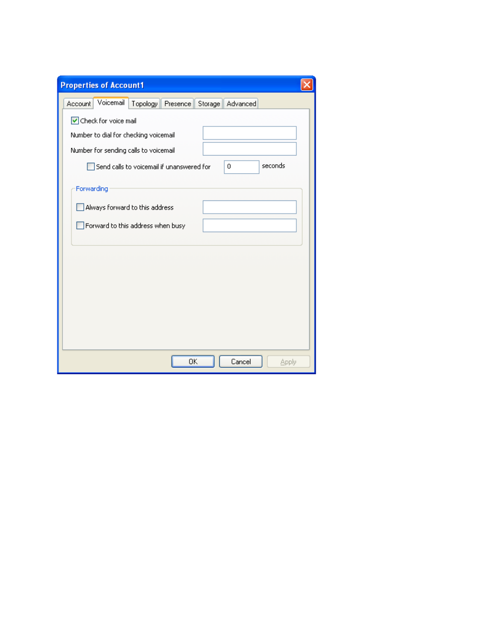 Account properties - voicemail, Ail” on | CounterPath X-Lite 3.0 User Guide User Manual | Page 47 / 66