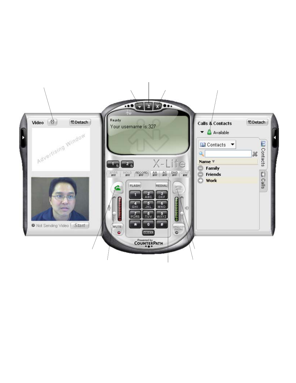 3 using the softphone, 1 the on-screen display | CounterPath X-Lite 3.0 User Guide User Manual | Page 8 / 66