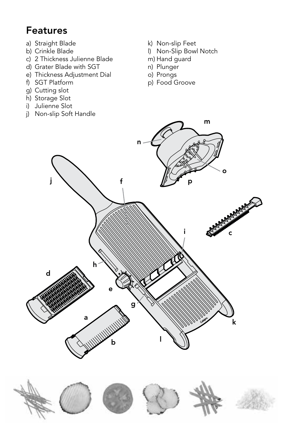 Features | Cuisipro 74-7199 Handheld Mandoline User Manual | Page 2 / 4