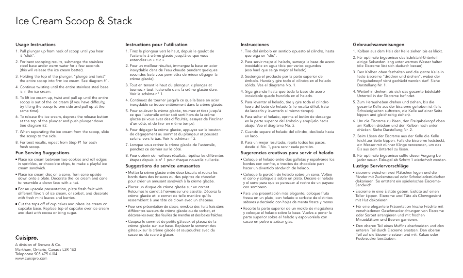 Ice cream scoop & stack | Cuisipro 74-7318 Ice Cream Scoop & Stack User Manual | Page 2 / 2