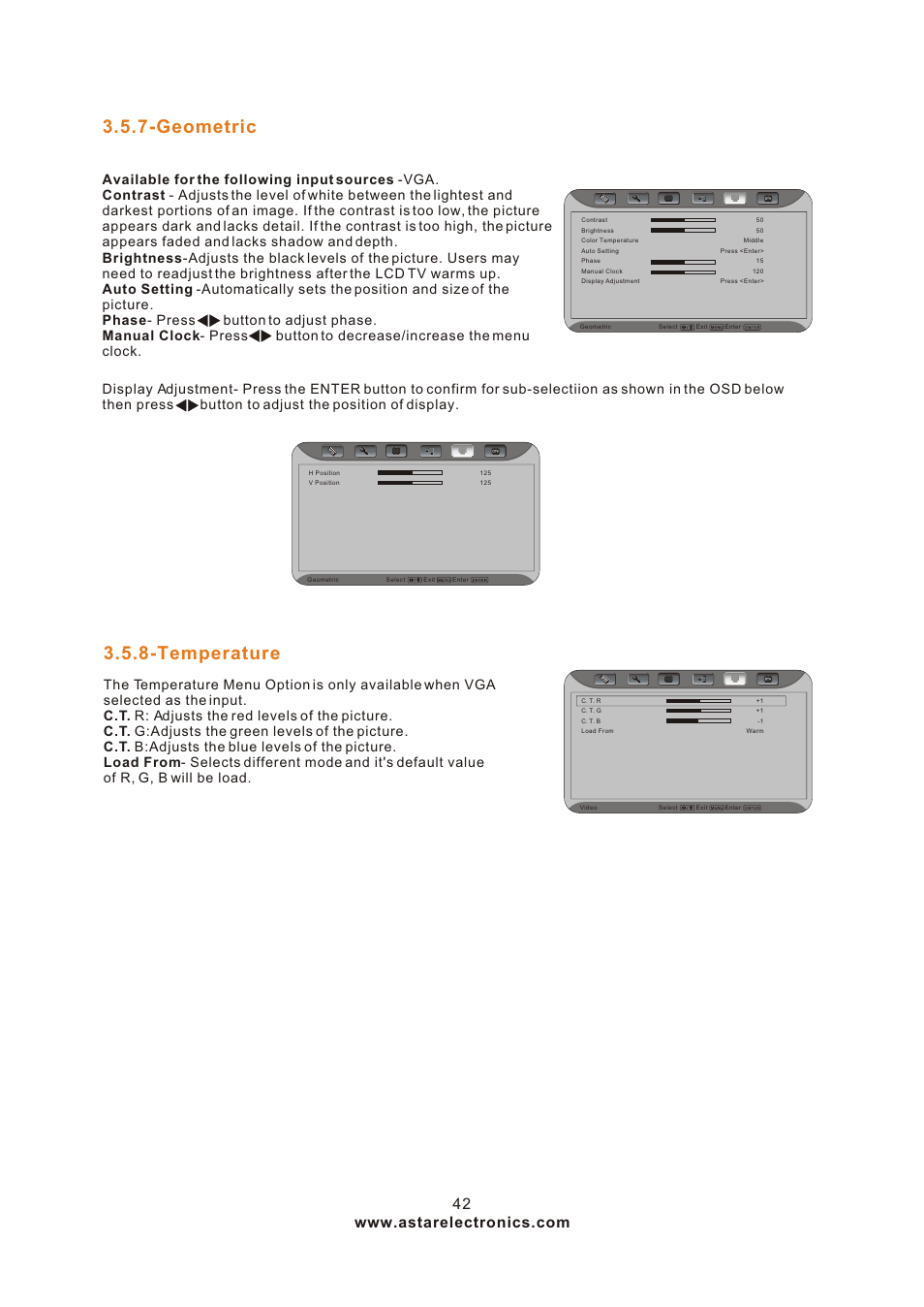Т³гж 42, Geometric, Temperature | ASTAR ASTAR 27''HDTV User Manual | Page 42 / 52