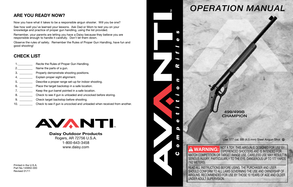Daisy AVANTI Champion 499/499B User Manual | 8 pages