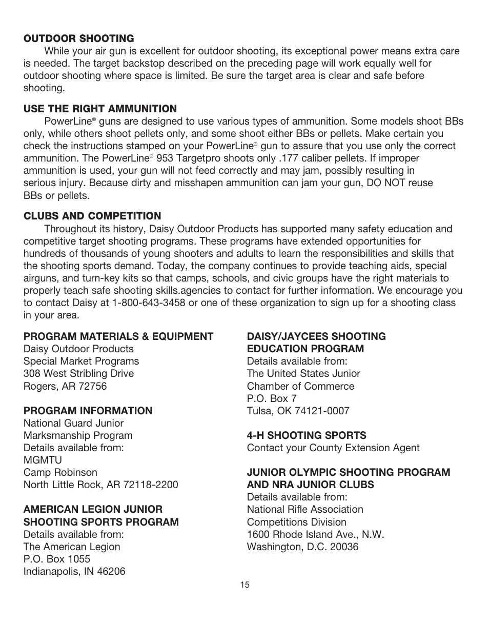 Daisy PowerLine TargetPro 953 User Manual | Page 15 / 15
