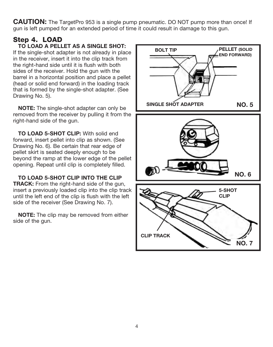 Caution, Step 4. load | Daisy PowerLine TargetPro 953 User Manual | Page 4 / 15