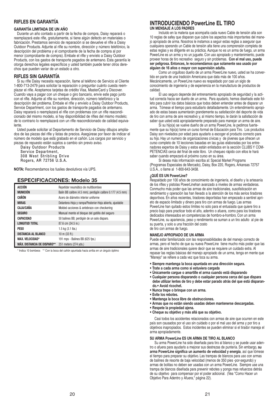 Introduciendo powerline el tiro | Daisy PowerLine 35 User Manual | Page 11 / 18