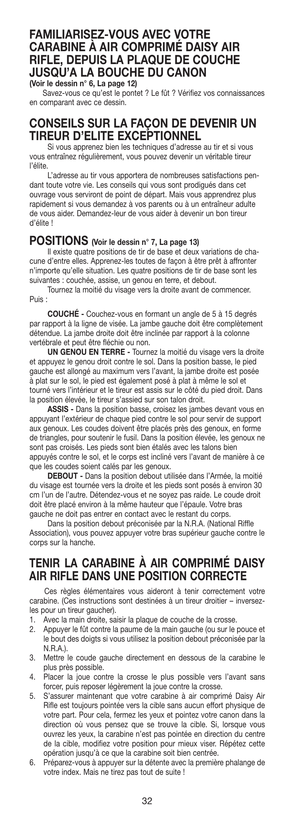 Positions | Daisy 9938K Red Ryder Kit User Manual | Page 33 / 36