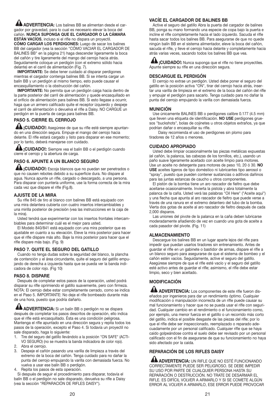 Daisy 840C Mossy Oak Grizzly User Manual | Page 11 / 20