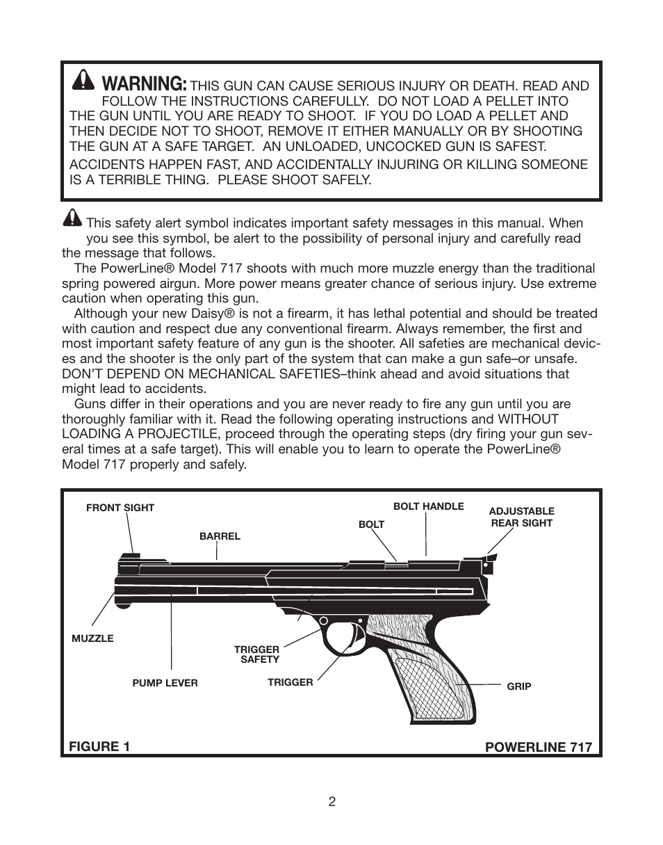 Warning | Daisy PowerLine 717 User Manual | Page 2 / 8