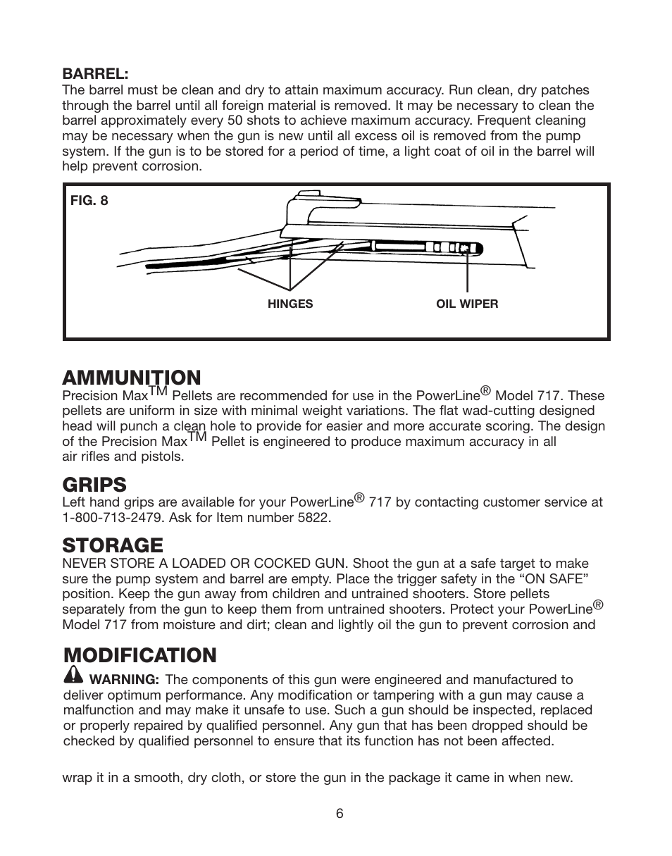 Ammunition, Grips, Storage | Modification | Daisy PowerLine 717 User Manual | Page 6 / 8
