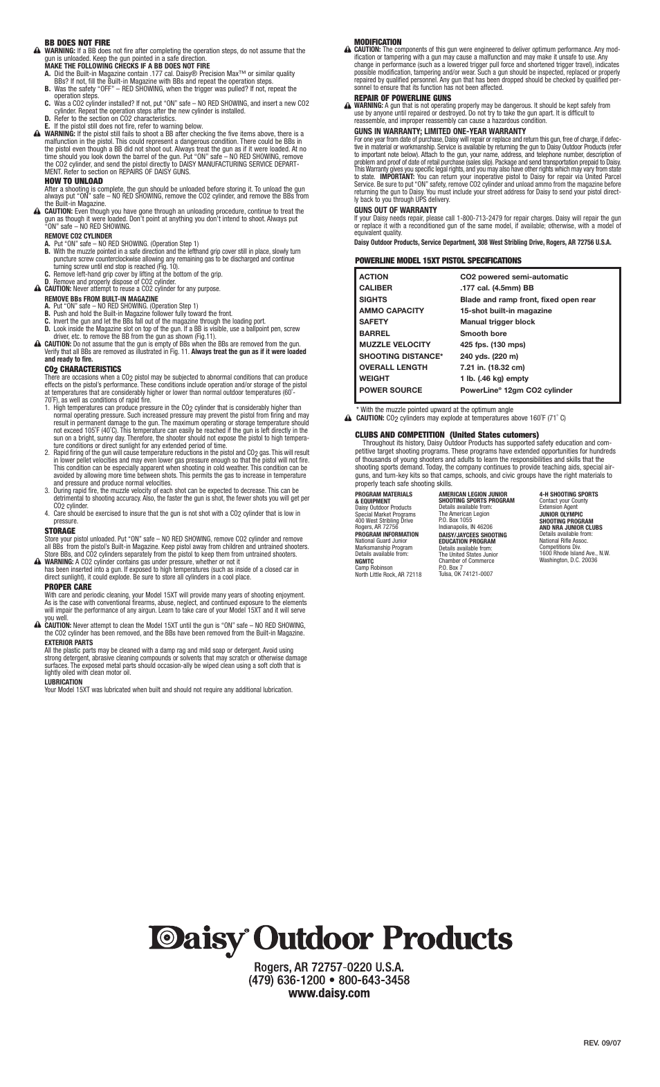 Daisy PowerLine 15XTP User Manual | Page 2 / 2