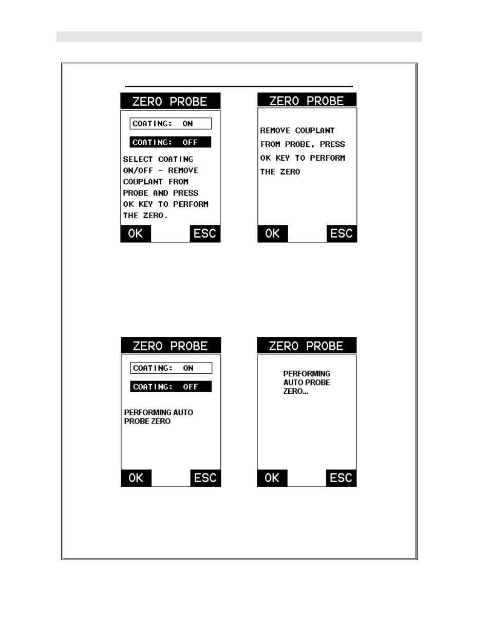 Performing an auto probe zero (off block) | Dakota Ultrasonics CMX User Manual | Page 12 / 107