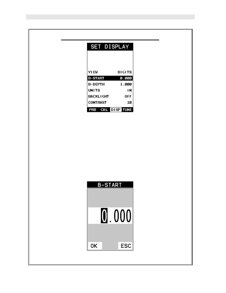 Adjusting the starting depth (b-start) | Dakota Ultrasonics CMX User Manual | Page 64 / 107