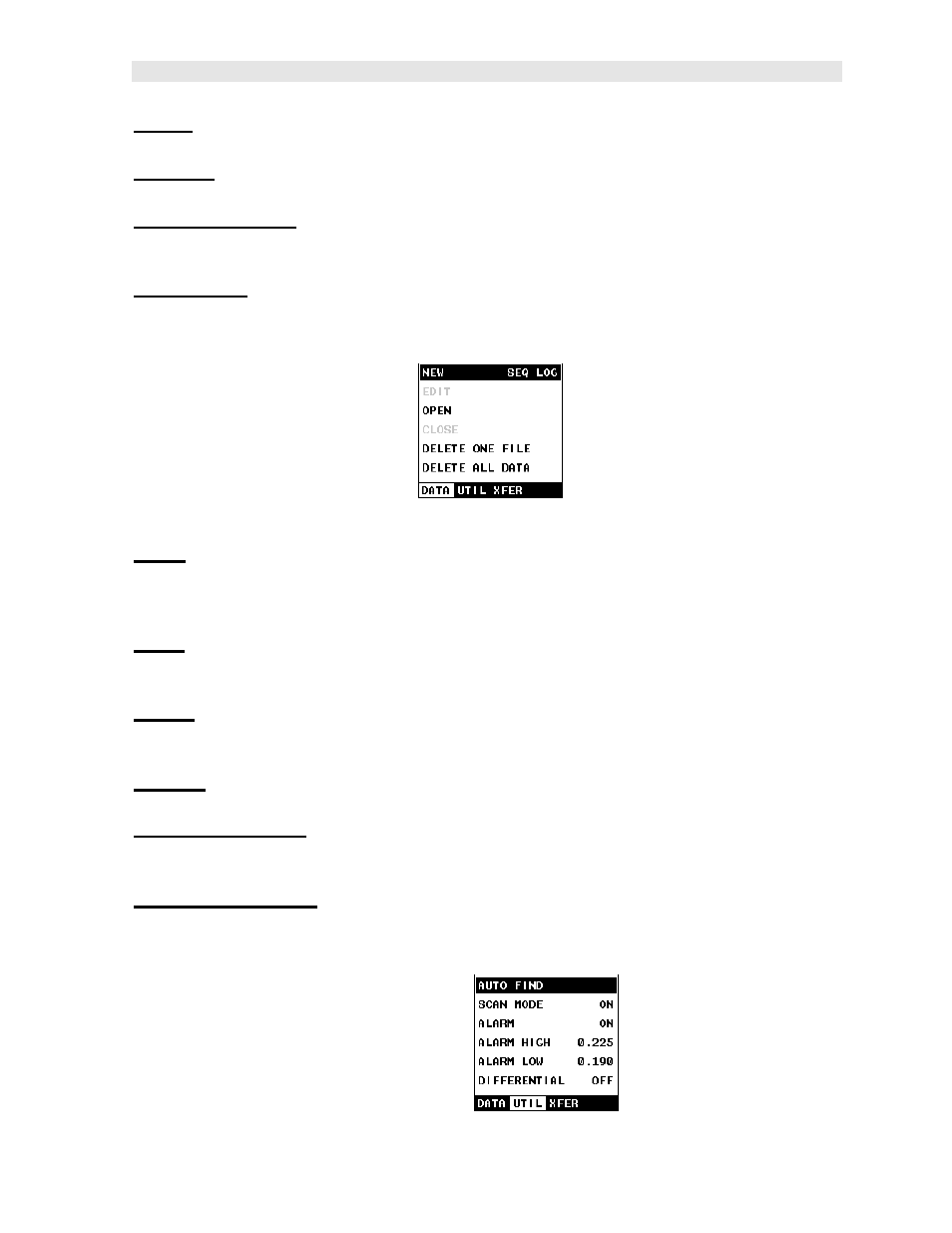 10 data – menu, 11 util (utilities) – menu | Dakota Ultrasonics CMX DL plus User Manual | Page 35 / 178