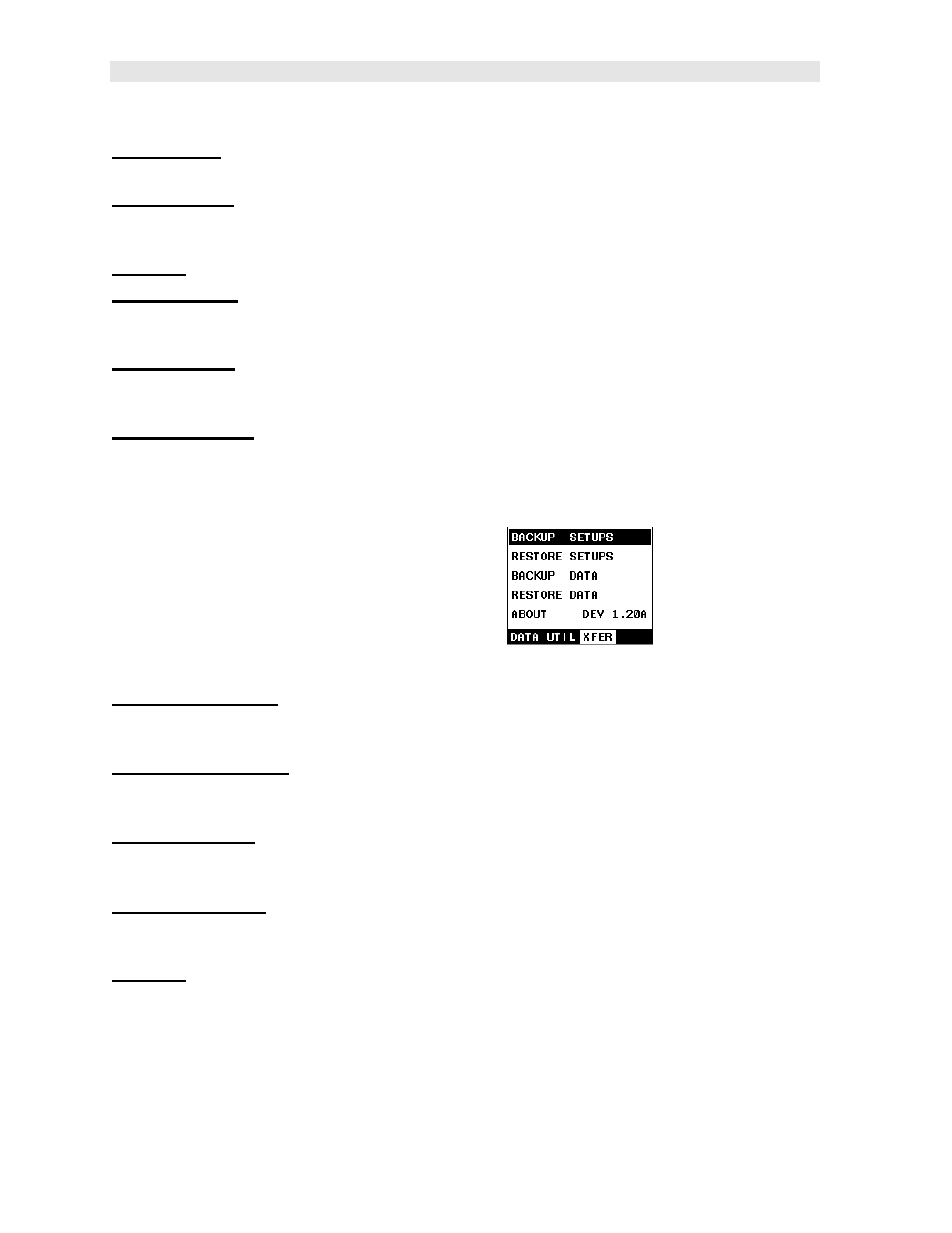 12 xfer (transfer) – menu | Dakota Ultrasonics CMX DL plus User Manual | Page 36 / 178