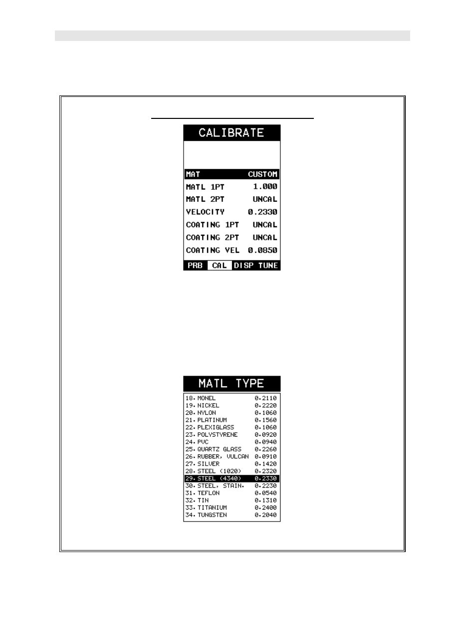 Selecting a basic material type | Dakota Ultrasonics CMX DL plus User Manual | Page 62 / 178