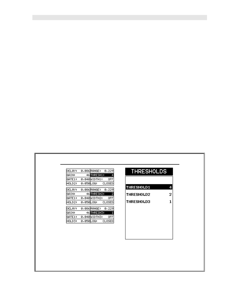 5 threshold, Adjusting the thresholds using the hot menus | Dakota Ultrasonics CMX DL plus User Manual | Page 83 / 178
