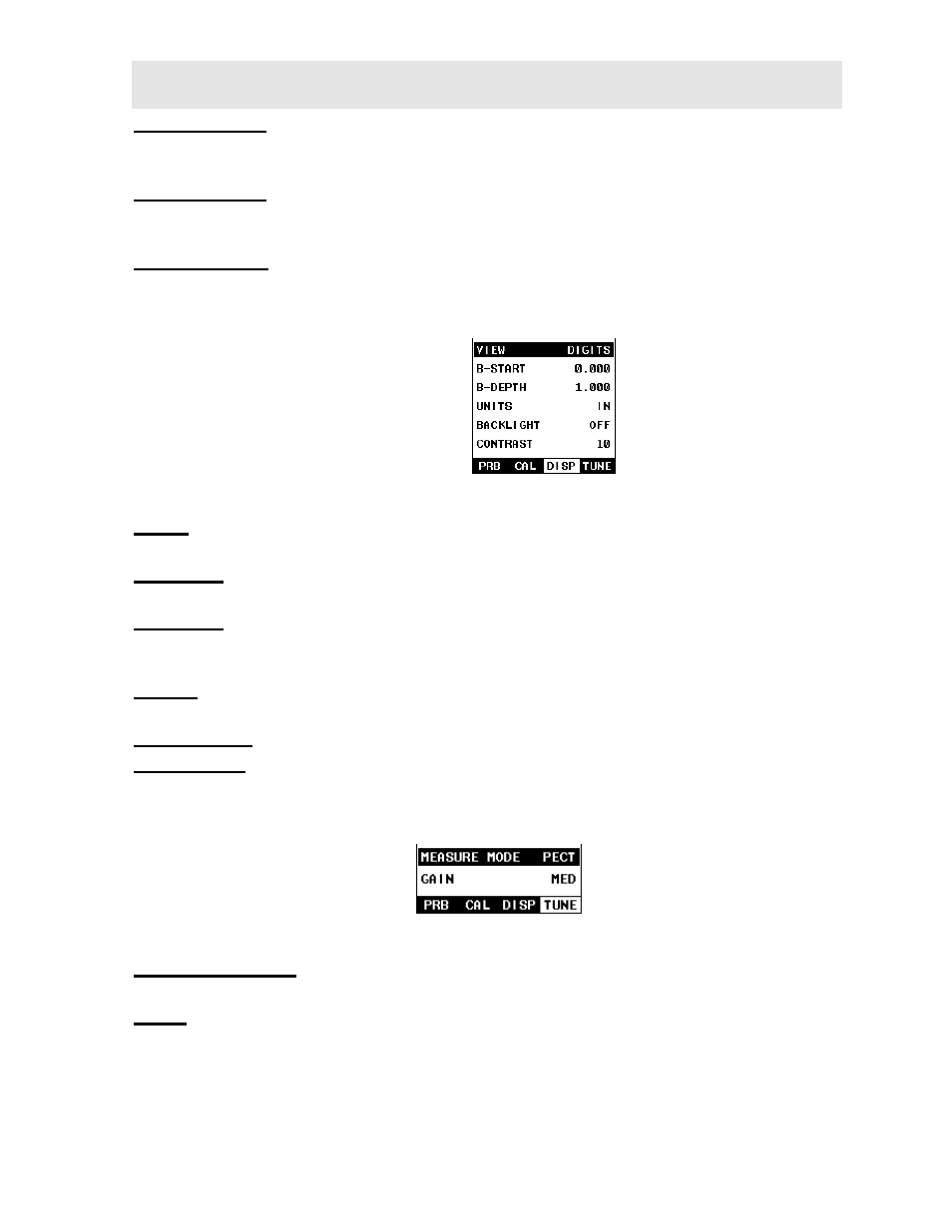 4 disp (display) – menu, 5 tune – menu | Dakota Ultrasonics CMX DL User Manual | Page 29 / 133