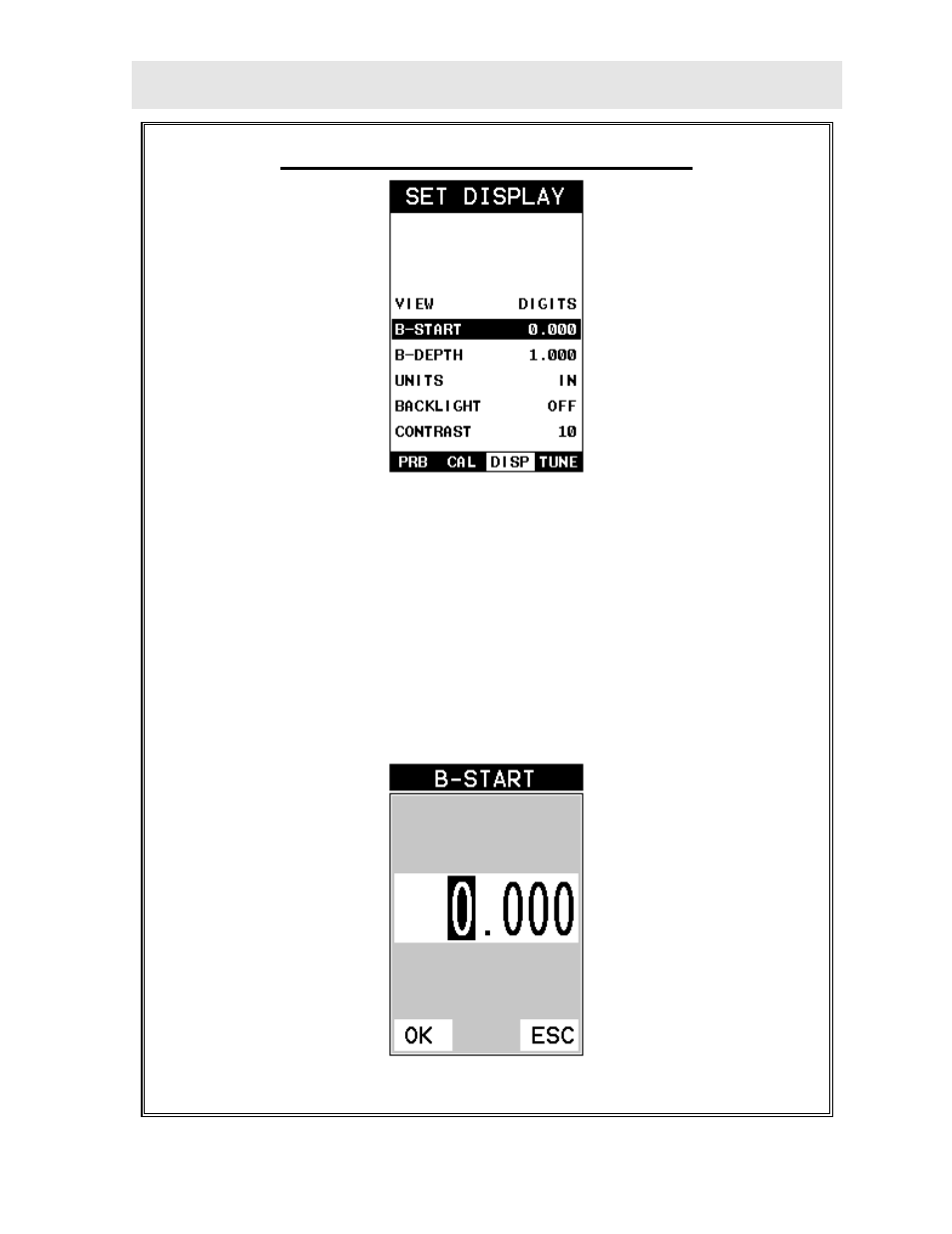 Adjusting the starting depth (b-start) | Dakota Ultrasonics CMX DL User Manual | Page 65 / 133