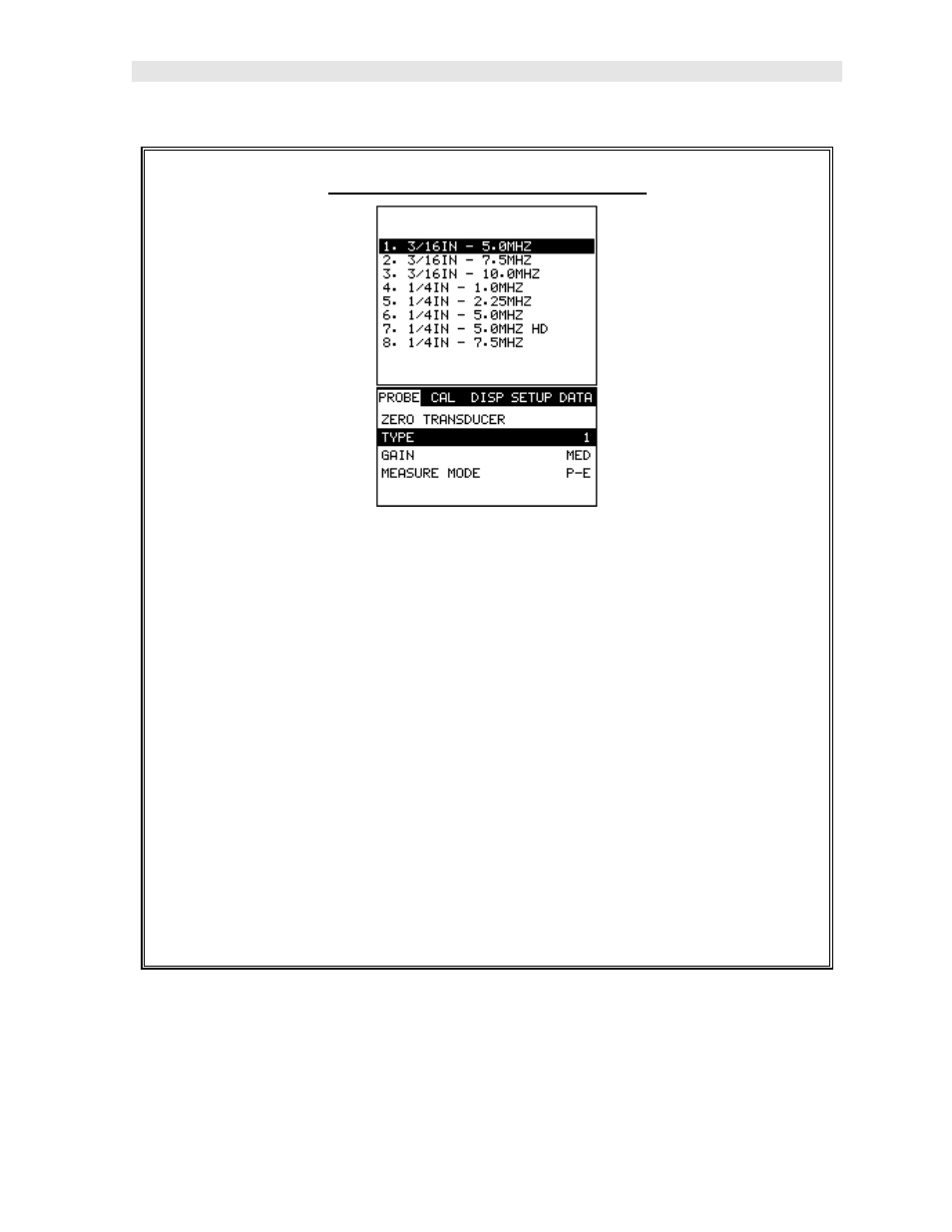 Selecting the transducer type | Dakota Ultrasonics PR-8V User Manual | Page 33 / 95