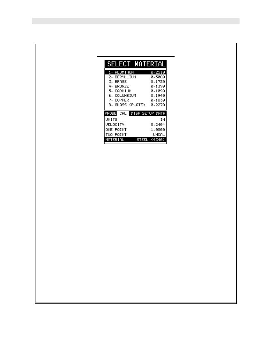 Built in material selection | Dakota Ultrasonics PR-8V User Manual | Page 44 / 95