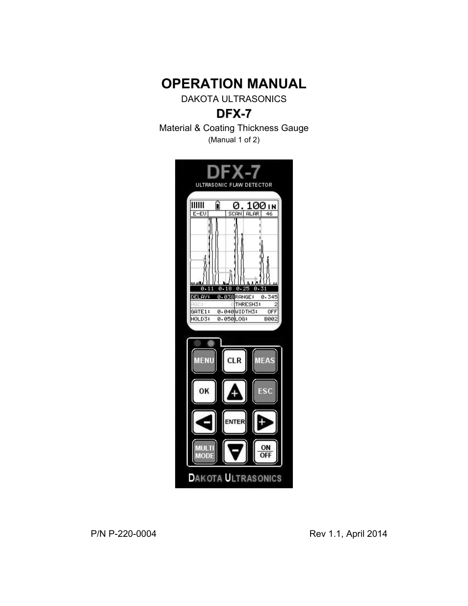 Dakota Ultrasonics DFX-7 plus MANUAL2 User Manual | 174 pages