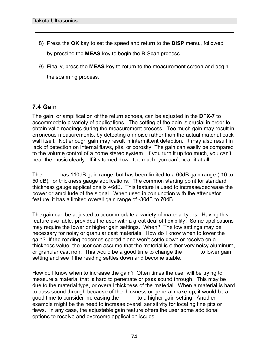 Dakota Ultrasonics DFX-7 plus MANUAL2 User Manual | Page 78 / 174