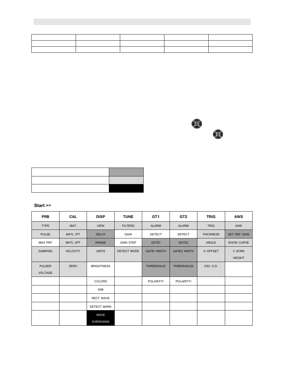 3 top & submenu reference, Dakota ultrasonics 4, Start | Dakota Ultrasonics DFX-8 plus MANUAL1 User Manual | Page 8 / 171