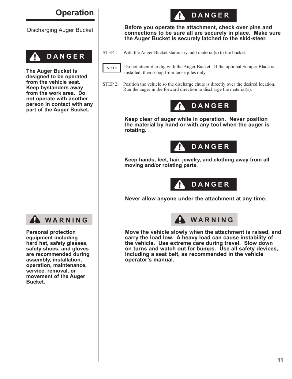 Operation | Danuser 2312 AugerBucket User Manual | Page 11 / 20