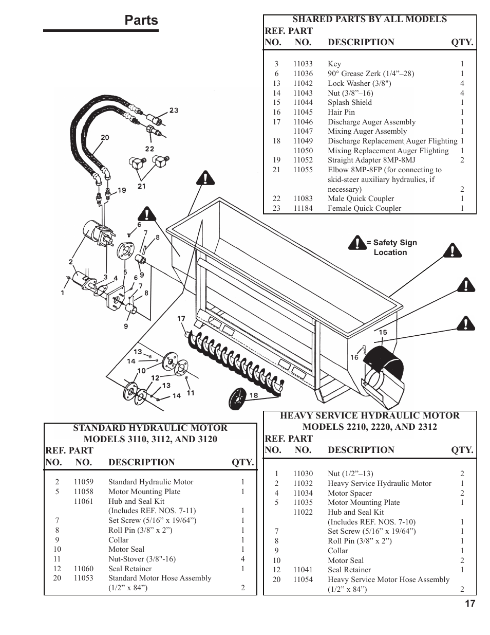 Parts | Danuser 2312 AugerBucket User Manual | Page 17 / 20