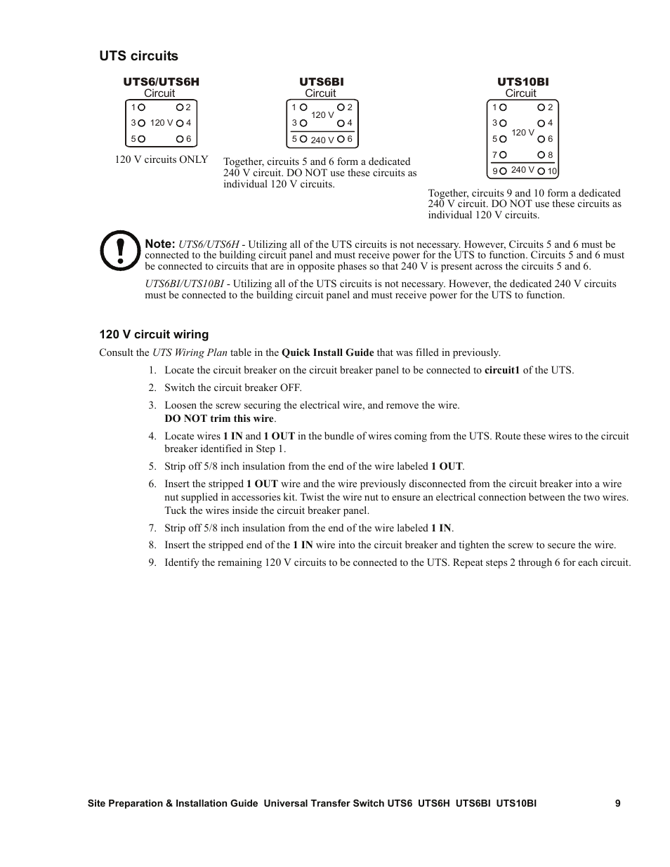 Uts circuits | APC UTS6BI User Manual | Page 10 / 30