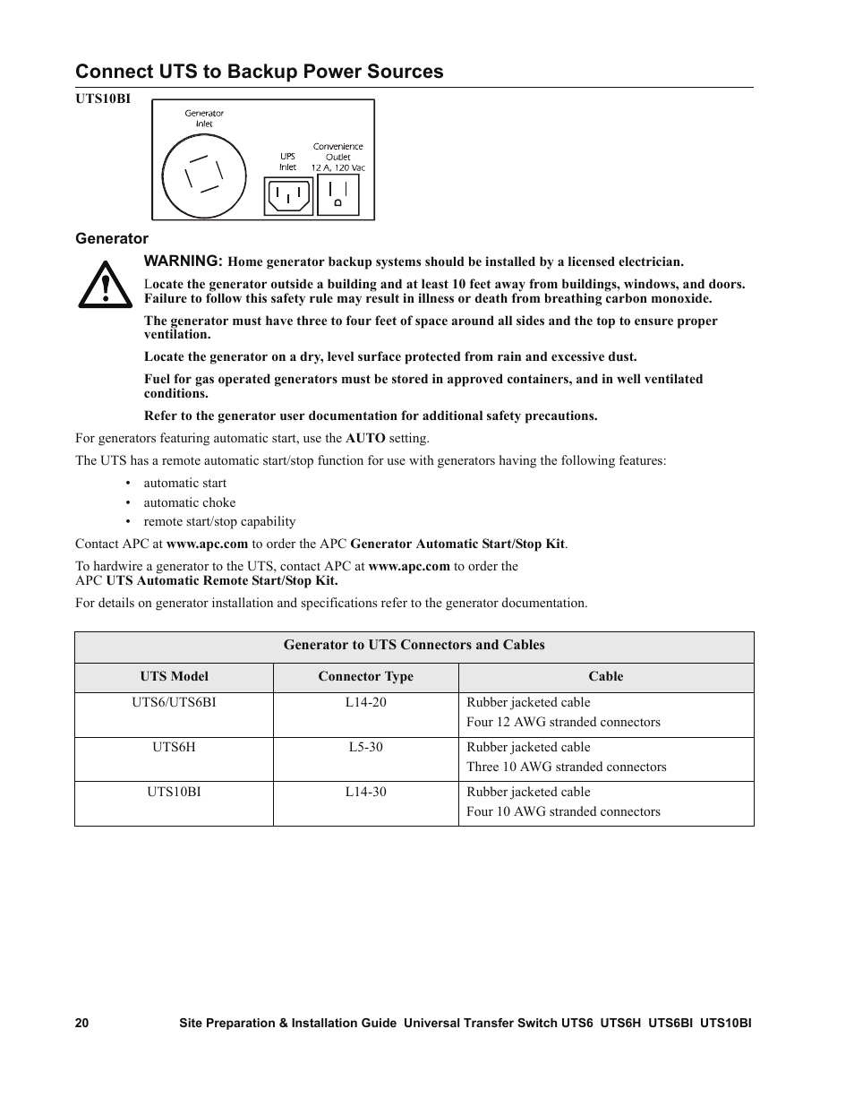 Connect uts to backup power sources | APC UTS6BI User Manual | Page 21 / 30