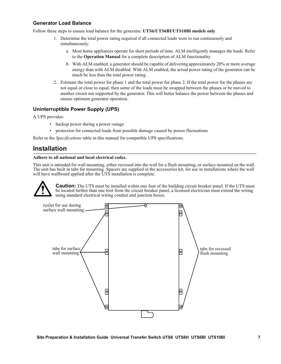 Installation | APC UTS6BI User Manual | Page 8 / 30