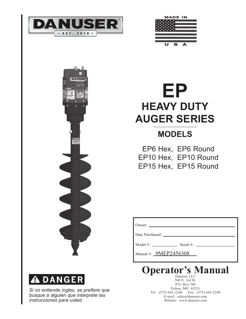Danuser EP15 Round User Manual | 26 pages