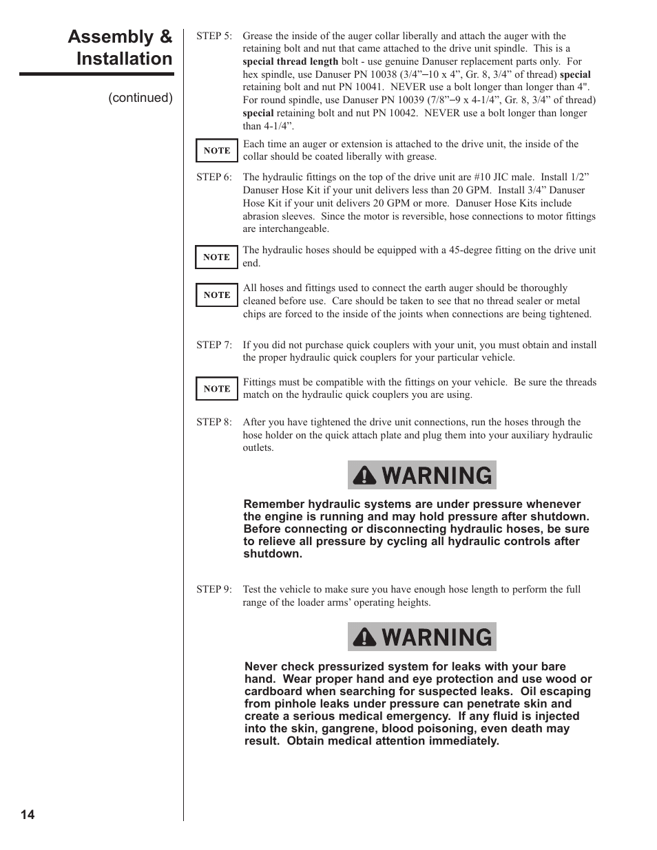 Assembly & installation | Danuser EP15 Round User Manual | Page 14 / 26