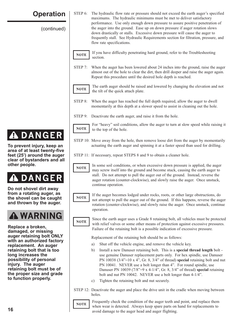 Operation | Danuser EP15 Round User Manual | Page 16 / 26