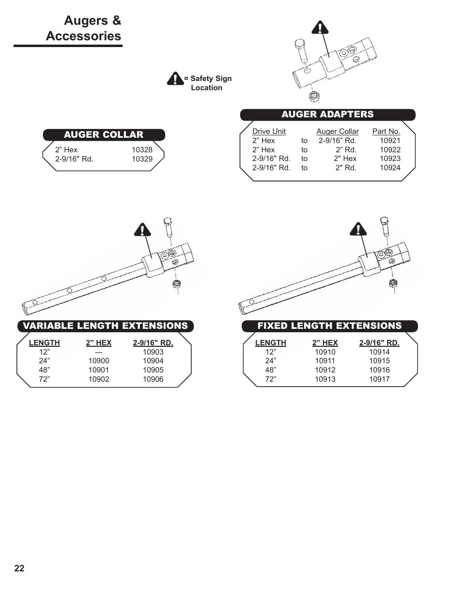 Augers & accessories | Danuser EP15 Round User Manual | Page 22 / 26