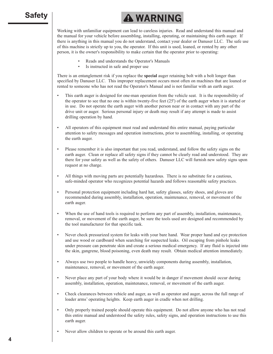 Safety | Danuser EP15 Round User Manual | Page 4 / 26