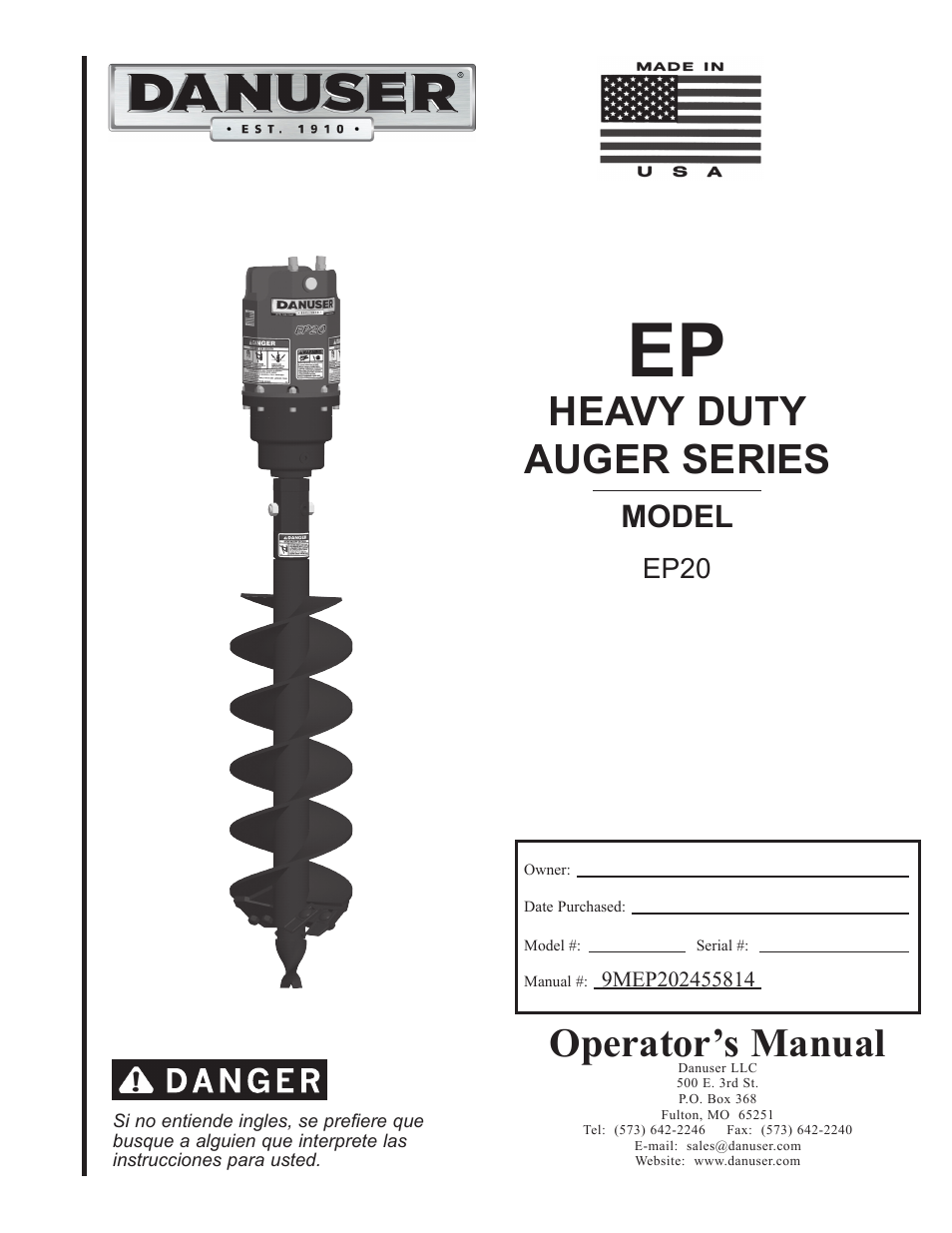 Danuser EP20 User Manual | 22 pages