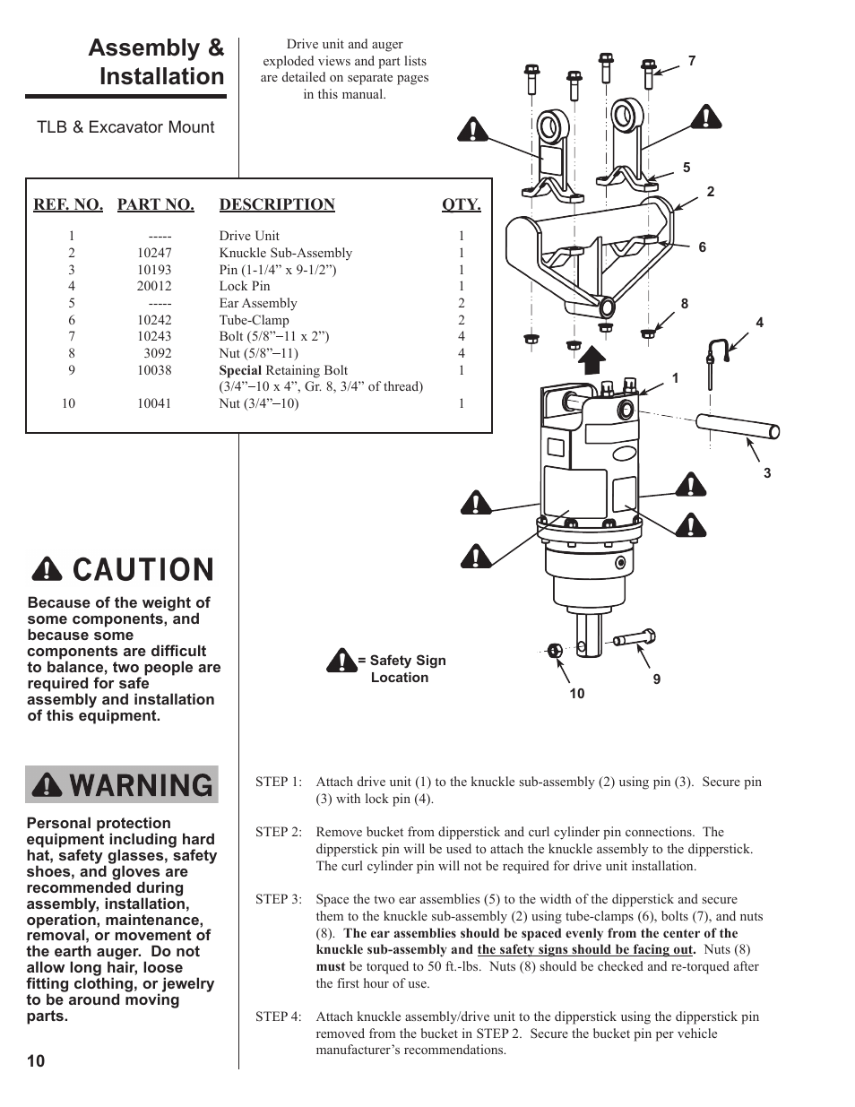 Assembly & installation | Danuser EP20 User Manual | Page 10 / 22