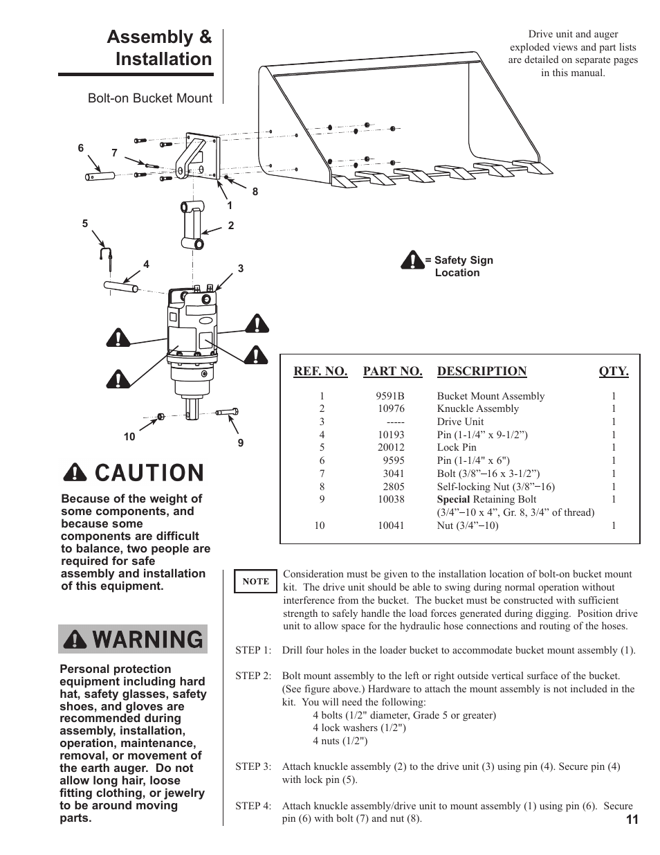 Assembly & installation | Danuser EP20 User Manual | Page 11 / 22