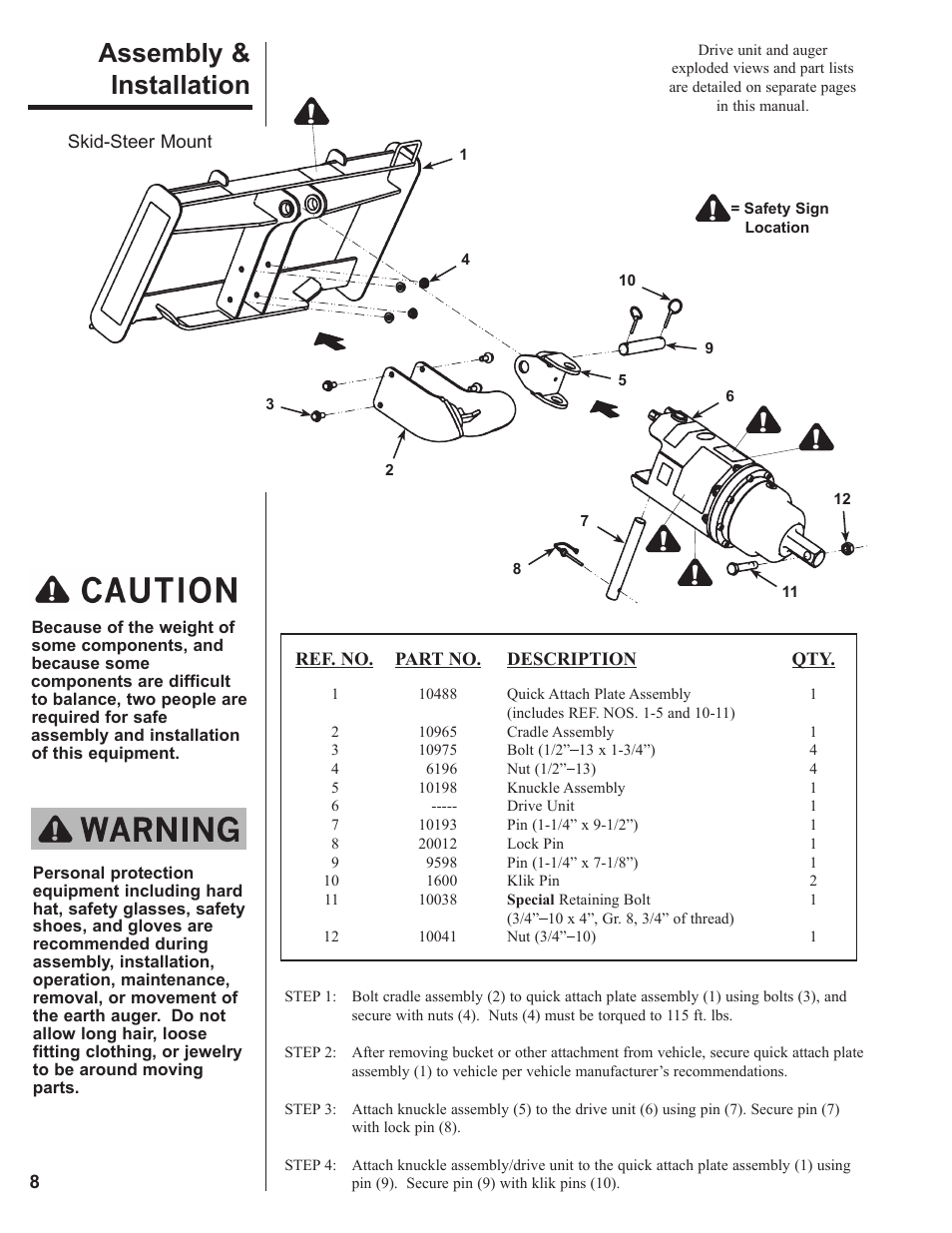 Assembly & installation | Danuser EP20 User Manual | Page 8 / 22